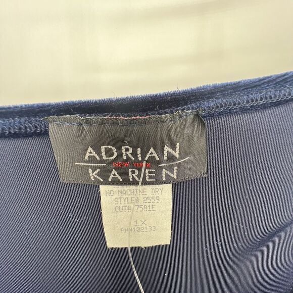 Vintage Adrian Karen Blue Velvet Pantsuit Set Sz 1X Wide Leg Elegant Party - Picture 4 of 16